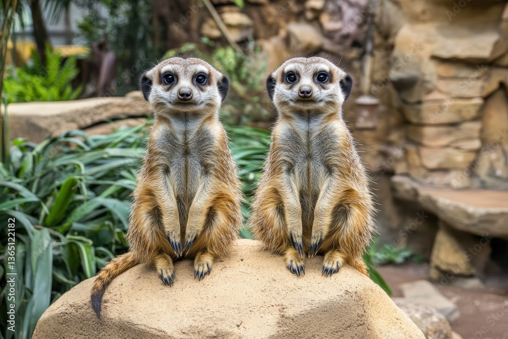 Fototapeta premium 910 - meerkats. Beautiful simple AI generated image