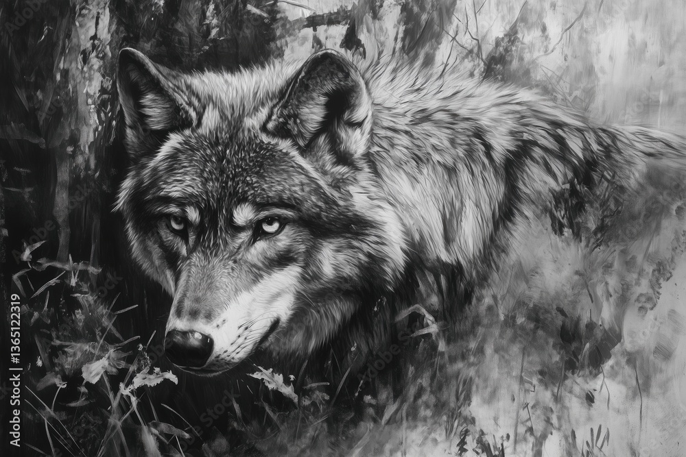 Fototapeta premium The wolf in the autumn forest