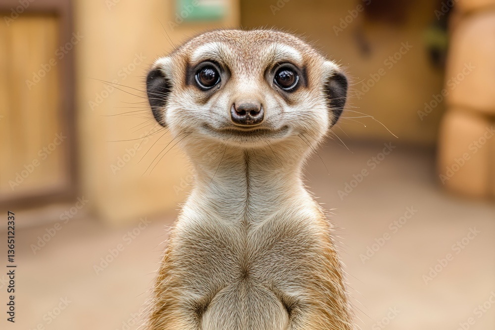Fototapeta premium Family of cute Slender-Tailed Meerkats (Suricata suricatta) in zoo.. Beautiful simple AI generated image