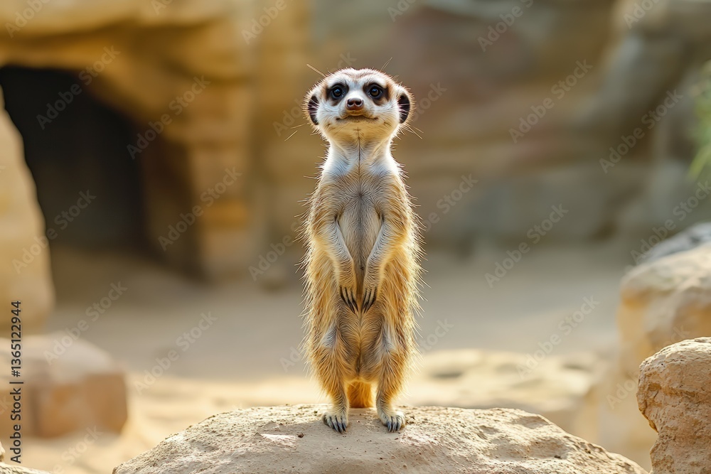 Fototapeta premium Meerkat - Suricata suricatta - in a group in the enclosure.. Beautiful simple AI generated image