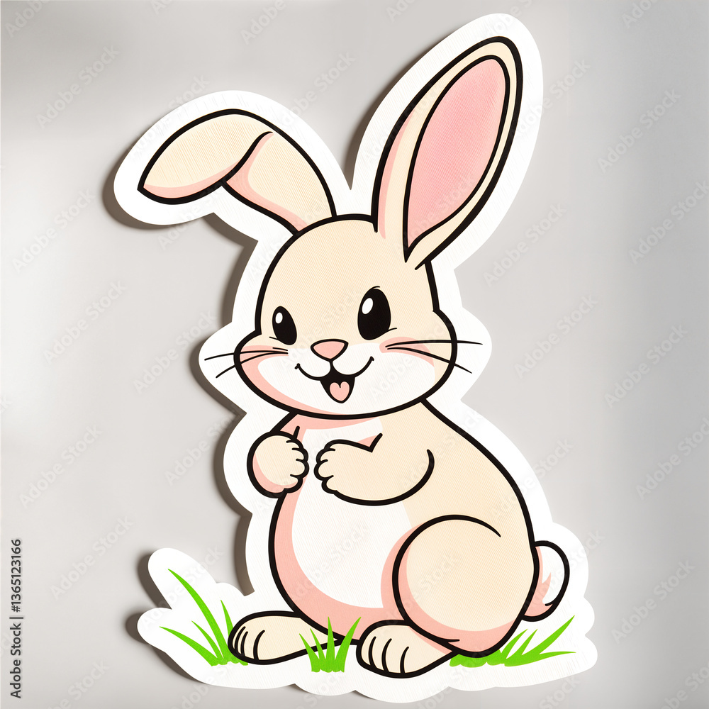 Easter bunny sticker, with white clear border Easter bunny sticker, with white clear border
