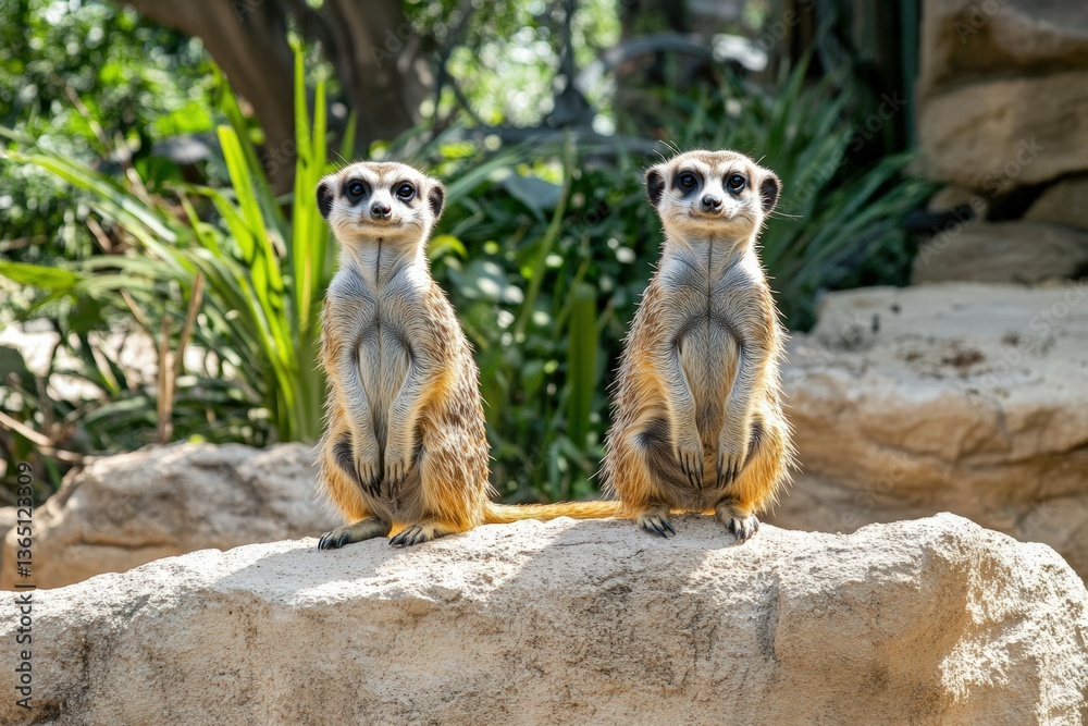 Fototapeta premium 910 - meerkats. Beautiful simple AI generated image