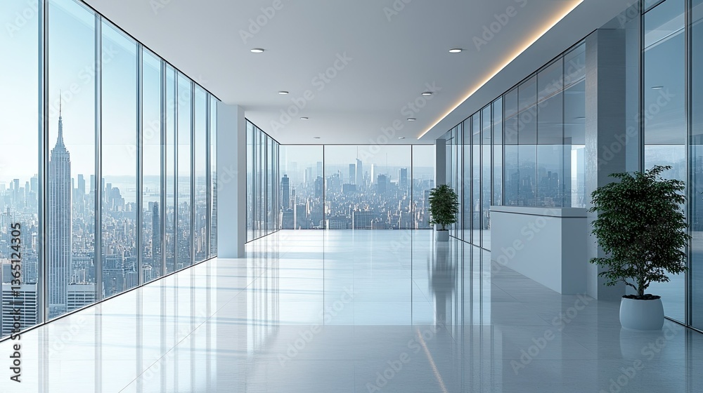 Modern, Minimalist Office Space with City Views, Open Floor Plan, Natural Light, Corporate Modern, Minimalist Office Space with City Views, Open Floor Plan, Natural Light, Corporate