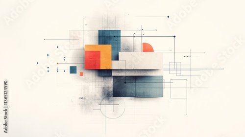 Abstract geometric shapes and lines, textured background