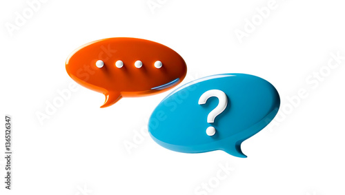 FAQ icon, Blue 3d question, Question mark 3d glossy icon, Question and answer , in speech could, 3D render, Question bubble, FAQ Speech Bubbles for Messaging, Communication
