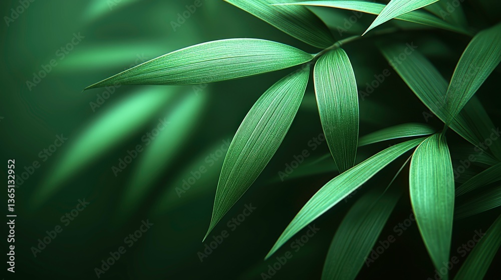 Fototapeta premium Bamboo Leaves: Close-up of Green Bamboo Foliage