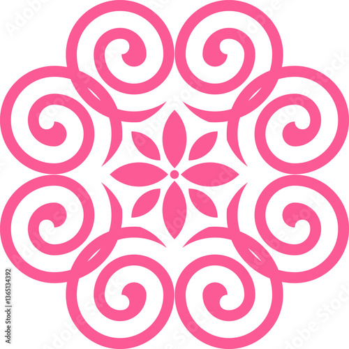 Seamless embroidery pattern of Hmong people in pink color in a beautiful contemporary style. Pattern design for carpets, clothing, fabrics, textures, wallpapers, wrapping, fashion.