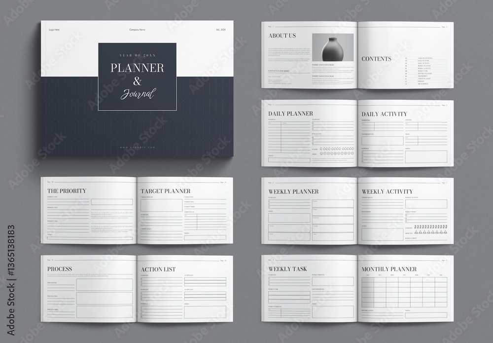 Planner & Journal Template Landscape Stock Template | Adobe Stock
