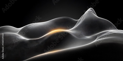 Abstract illustration displaying topographic lines in a digital three dimensional space