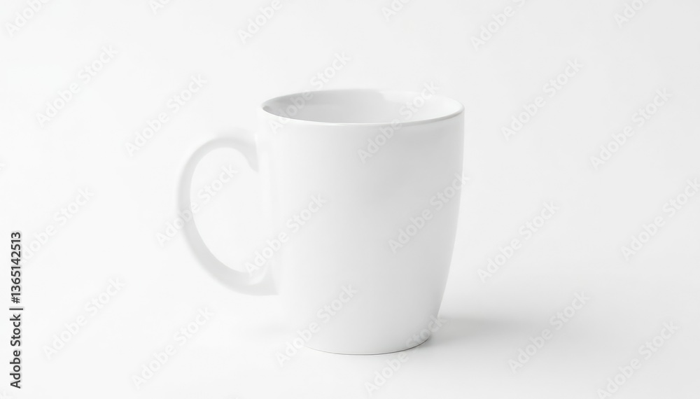Fototapeta premium One white ceramic mug isolated on white backdrop, design, blank, image