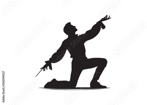 Actor in a dramatic pose silhouette vector