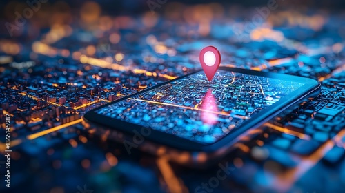 Geofencing App Featuring Digital Map with Virtual Boundaries and Location Pin