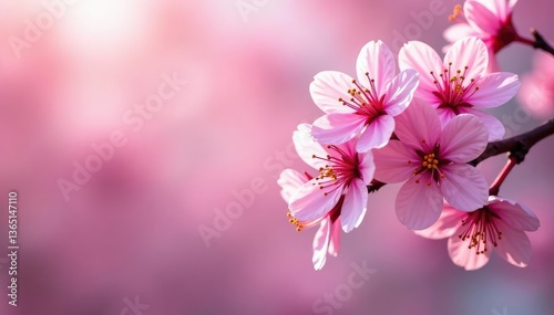 Vibrant sakura blossoms, full bloom, repeating motif, illustration, intense, flowers