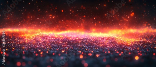 A vibrant celestial display of sparkling lights across a dark background