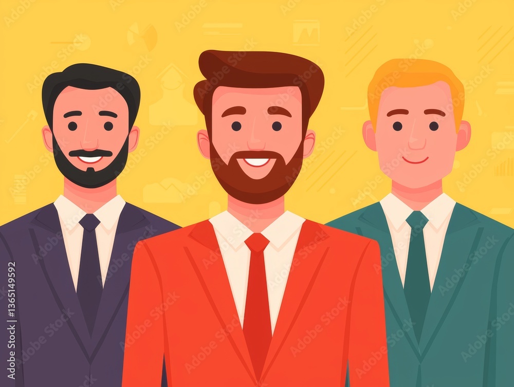 Diverse Team of Business Professionals Office Setting Illustration Colorful Background Front View Collaboration Concept Diverse Team of Business Professionals Office Setting Illustration Colorful Background Front View Collaboration Concept