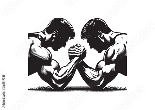 Arm wrestling fight silhouette vector