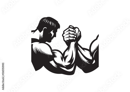 Arm wrestling fight silhouette vector