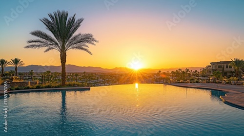 Henderson NV Sunrise: Tropical Sky over Palm Beach with Sun Rising