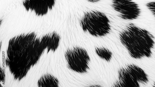 Monochrome Dalmatian black and white fur detailed pattern background with natural spots, animal-inspired Dalmatian print. 