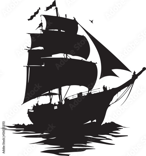 silhouette of a ship