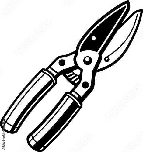 Gardening pruning shears illustration black and white clip art of garden tool