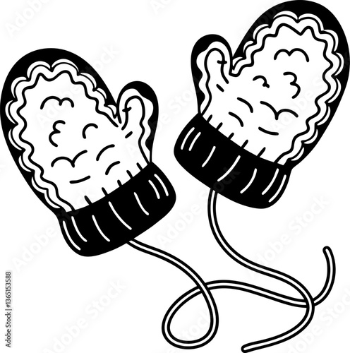 Warm knitted mittens cozy winter clothing, pair of wool gloves cold weather gear, hand protection