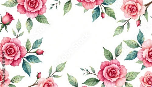Delicate watercolor roses and leaves, repeating seamlessly , leaves, leaf pattern, vintage