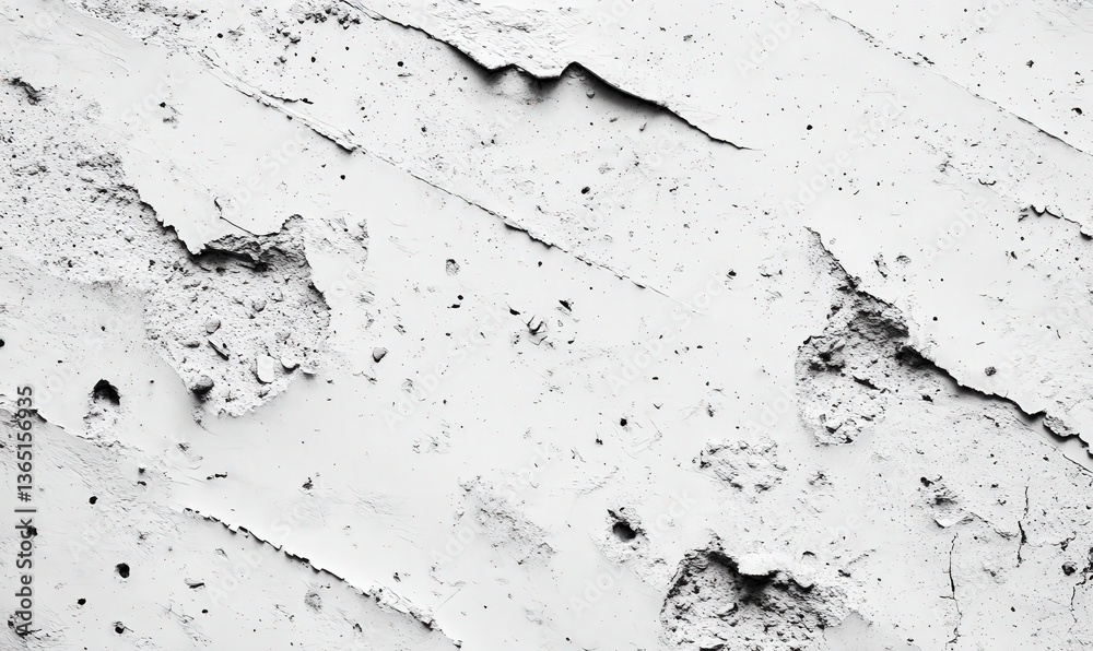 Fototapeta premium Textured white concrete wall with weathered surface details.