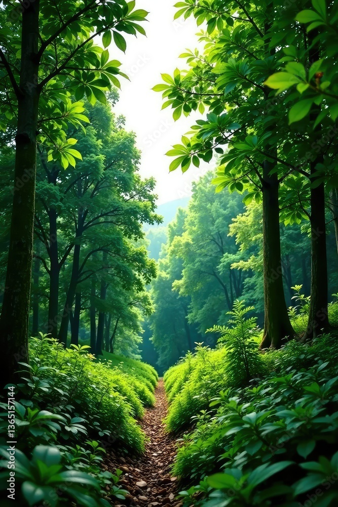 Fototapeta premium Dense forest foliage isolated on white background, trees, earthy, organic