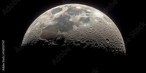 Detailed photograph of a crescent moon in the vast dark sky