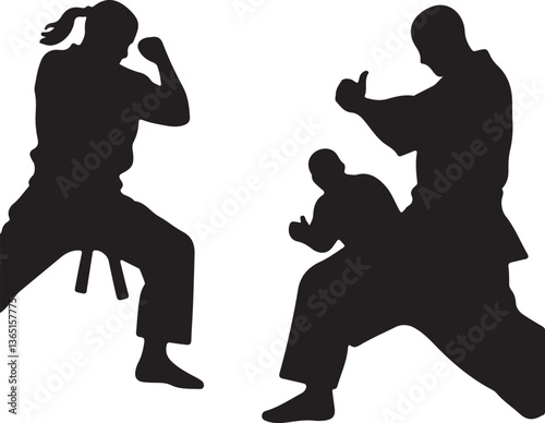 silhouette of a kungfu training