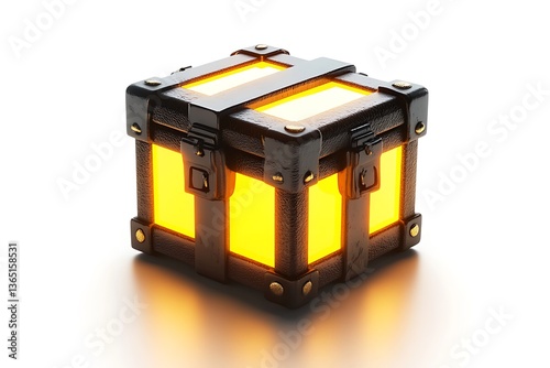 3D Gaming Icon of a Glowing Loot Box with Mystery Items.