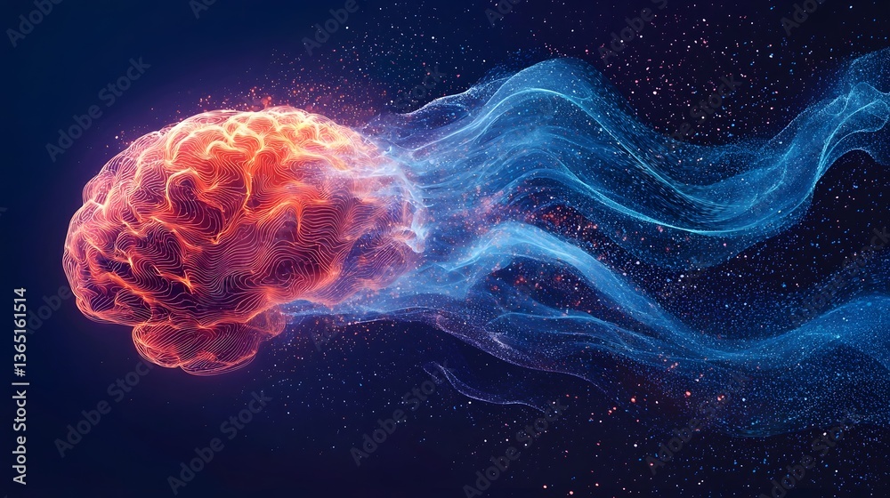 Obraz premium Intelligence and Human Brain Fusion Glowing Processor Symbolizing Technological Evolution