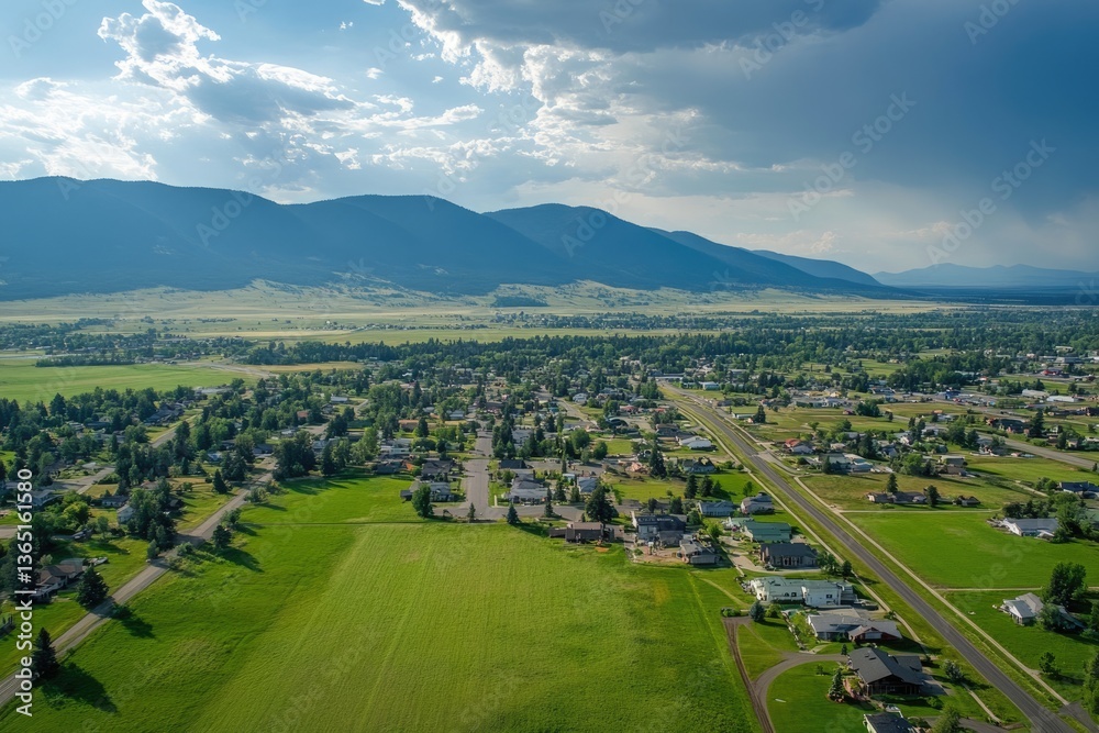 Obraz premium Kalispell Aerial View Landscape in Montana Countryside America