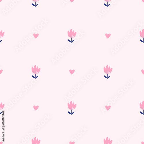 Vector seamless pattern with cute, small flowers in pastel colors. Ideal for children clothing, fabric prints, and wrapping paper. Delicate, feminine design with a soft, modern touch