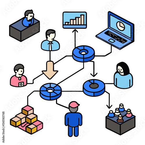 Business process diagram as an isometric map