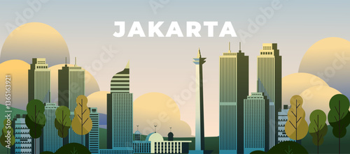 Jakarta city flat illustration