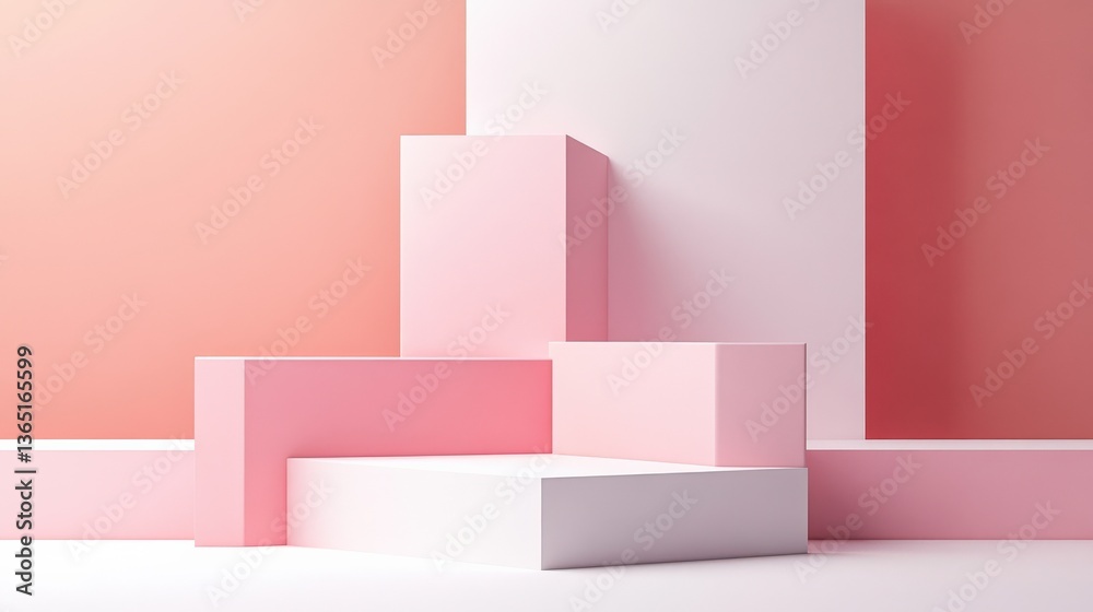 Pink and White Geometric Display Podiums Pink and White Geometric Display Podiums