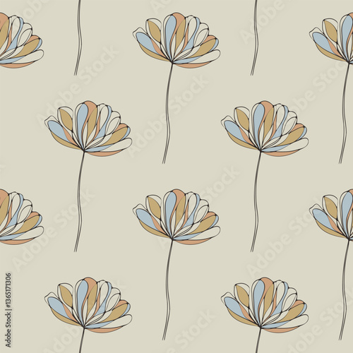 A pattern of flowers is drawn in a light color