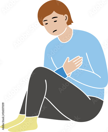 A man is sitting on the floor with her arms crossed
