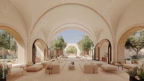 An elegant outdoor living space with a beautiful architectural design