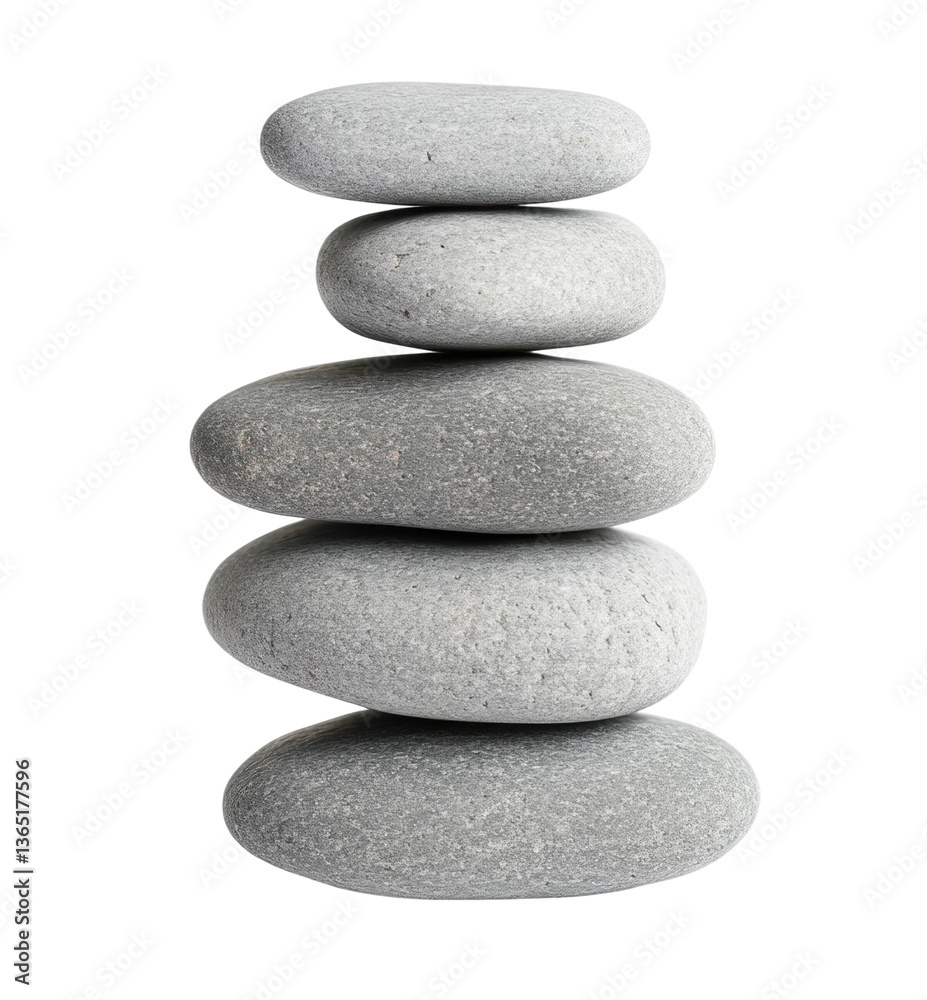 Balanced stack of smooth gray stones on black background, cut out Balanced stack of smooth gray stones on black background, cut out