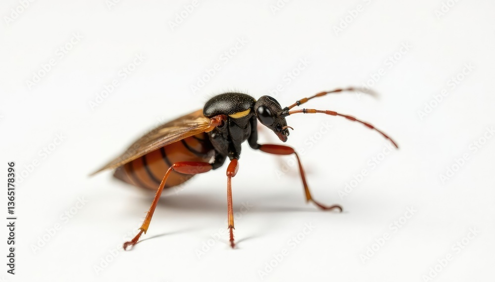 Close-up of single insect on pure white background, nature, isolated Close-up of single insect on pure white background, nature, isolated