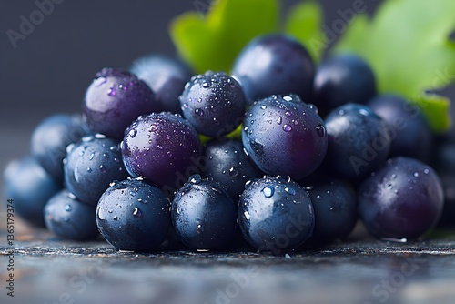 Wallpaper Mural Fresh Grapes with Water Droplets and Green Leaves for Harvest-Themed Decor Torontodigital.ca