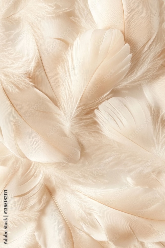 Fototapeta premium An artistic composition of soft and delicate white feathers arranged together