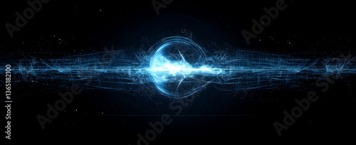 Abstract Digital Network with Glowing Blue Planet Earth on Dark Background