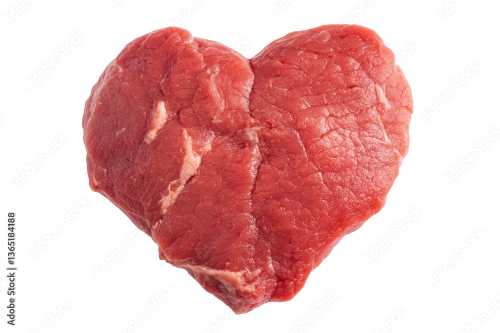 Obraz premium Heart-shaped raw beef steak isolated on black background, cut out