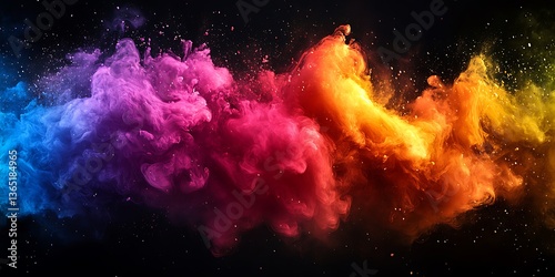 Colorful wisps of vibrant pigments float against a dark background