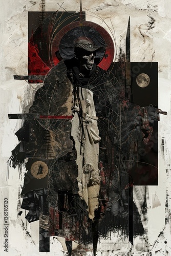 A voodoo witchcraft collage painting female.