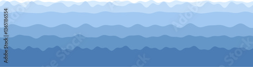 Abstract blue hues layered waves pattern design.